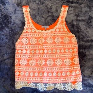 Coral Tank with Lace